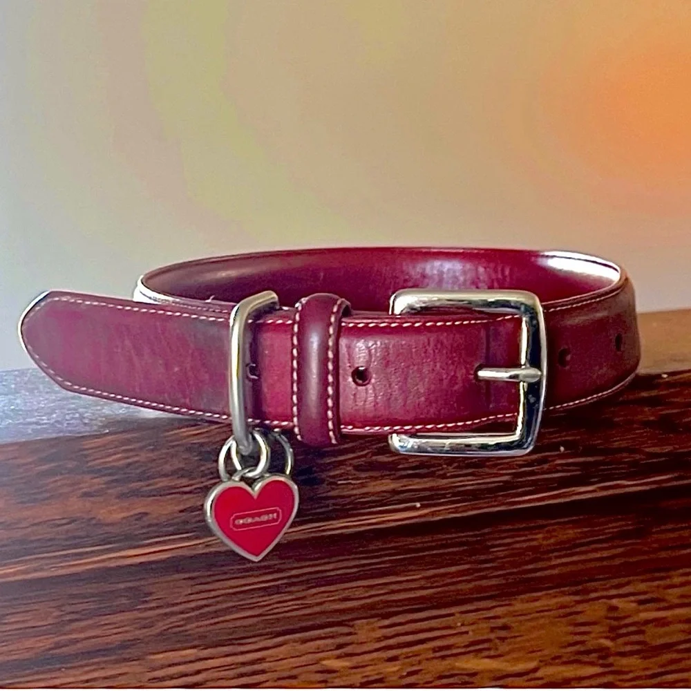 Vintage Coach Red Leather Dog Collar Size L